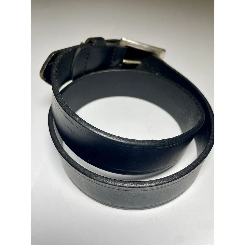GUESS Black Leather Retro Y2K Men's Belt Made In USA Distressed